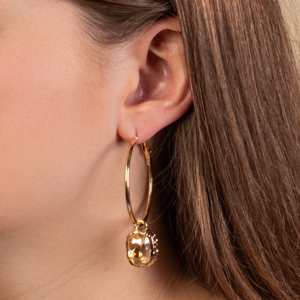 NWT! Rhinestone Gold Hoop Earrings! 🛍️💜